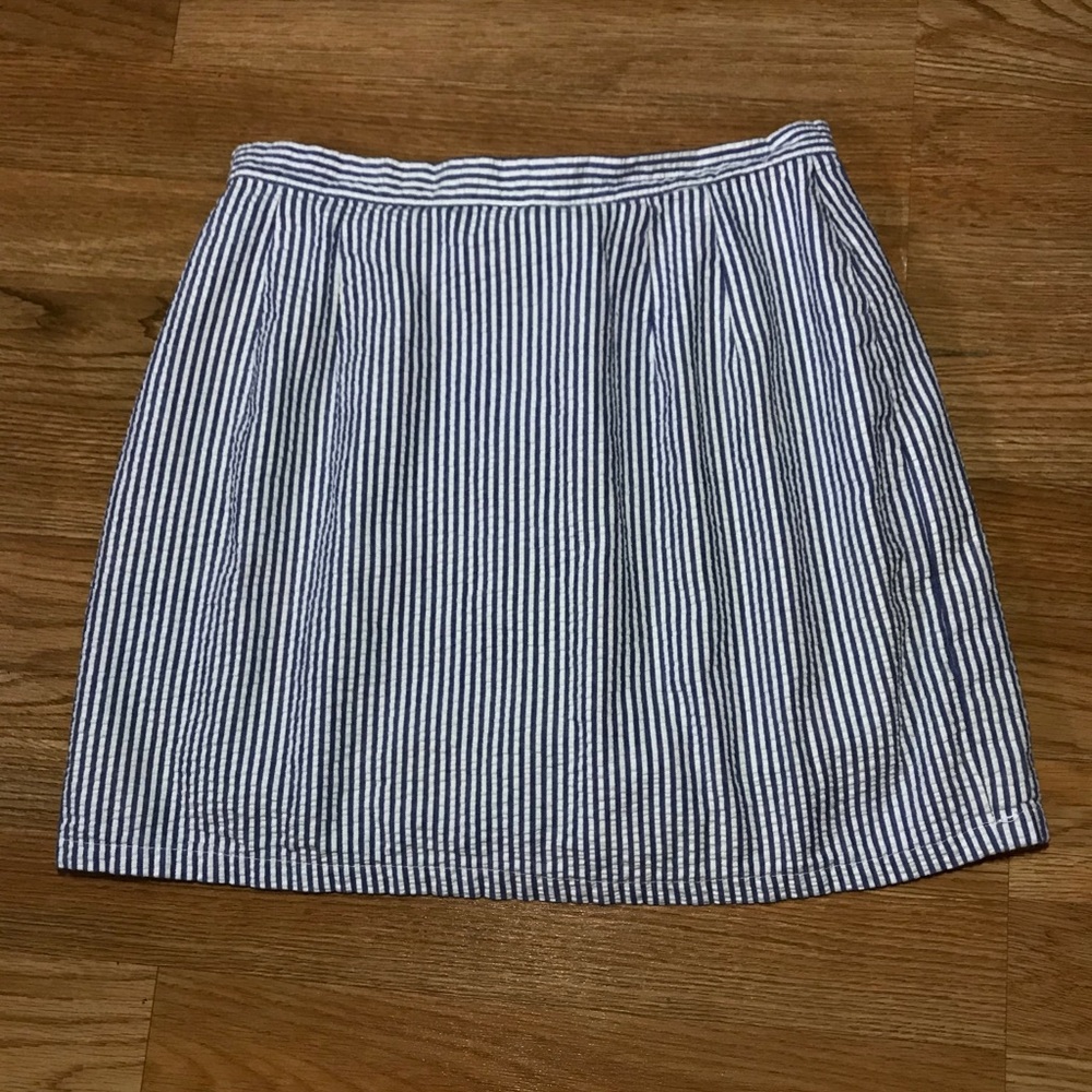 Blue and white striped Talbots mini skirt